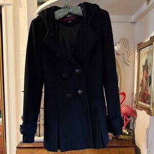 Miss Sixty Black Pea Coat with Hood